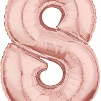 16 inch Rose Gold Number 8 Balloon AIR FILLED ONLY