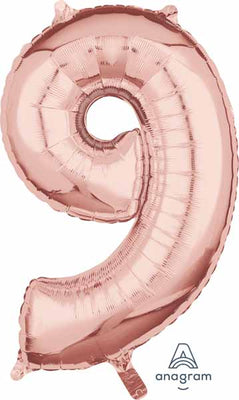 16 inch Rose Gold Number 9 Balloon AIR FILLED ONLY