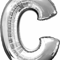 16 inch Silver Letter C Balloon AIR FILLED ONLY