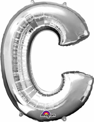 16 inch Silver Letter C Balloon AIR FILLED ONLY