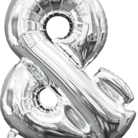 16 inch Silver Ampersand Symbol Balloon AIR FILLED ONLY