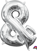 16 inch Silver Ampersand Symbol Balloon AIR FILLED ONLY