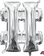 16 inch Silver Hashtag Number Symbol Balloon AIR FILLED ONLY