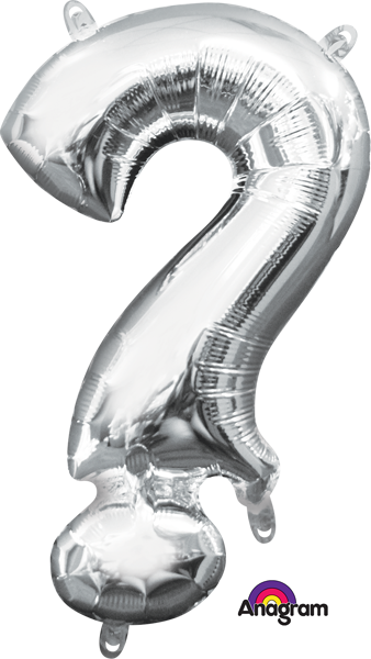 16 inch Silver Question Mark Symbol Balloon AIR FILLED ONLY