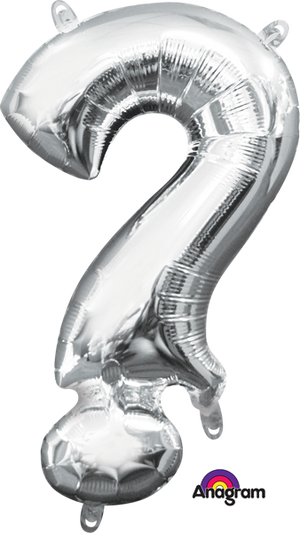 16 inch Silver Question Mark Symbol Balloon AIR FILLED ONLY