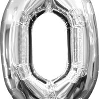 16 inch Silver Number 0 Foil Balloons AIR FILLED ONLY
