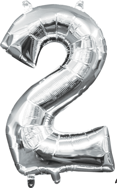 16 inch Silver Number 2 Balloon AIR FILLED ONLY