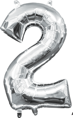 16 inch Silver Number 2 Balloon AIR FILLED ONLY