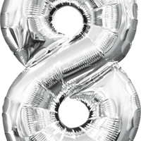 16 inch Silver Number 8 Balloon AIR FILLED ONLY