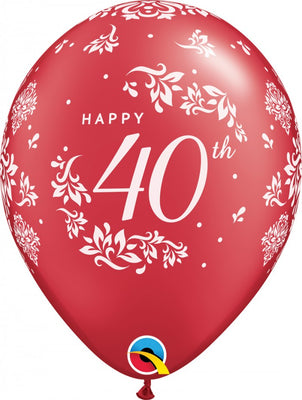 11 inch 40th Anniversary Red Balloons with Helium and Hi Float