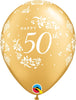 11 inch 50th Anniversary Gold Balloons with Helium and Hi Float