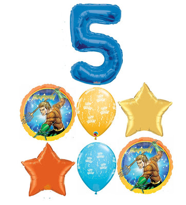 Blue Number Pick An Age Aqua Man Birthday Balloon Bouquet