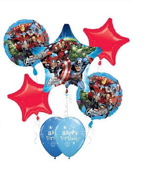 Marvel Avengers Star Birthday Balloon Bouquet with Helium and Weight