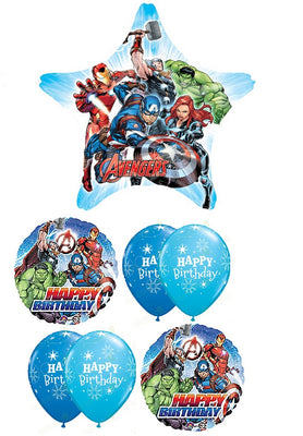 Marvel Avengers Star Birthday Balloons Bouquet with Helium and Weight