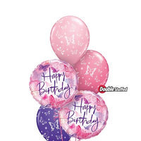 Pink Butterfly Birthday Balloon Bouquet with Helium and Weight