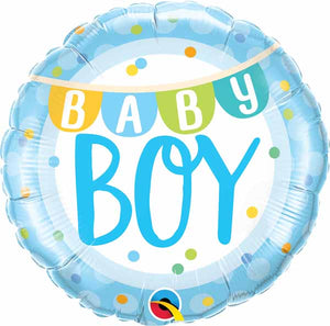 18 inch Baby Boy Banner Dots Foil Balloons with Helium