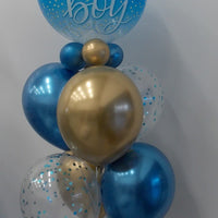 Baby Boy Bubble Confetti Chrome Balloons Bouquet