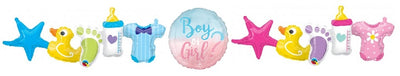 Baby Gender Reveal Boy or Girl Garland Foil Balloons AIR FILLED ONLY