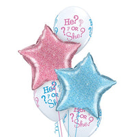 Baby Gender Reveal Pink Blue Glitter Stars Bouquet