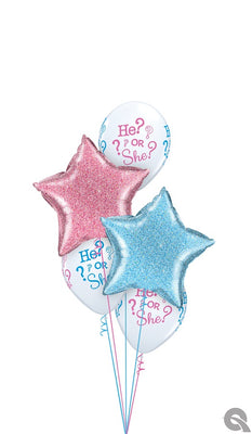 Baby Gender Reveal Pink Blue Glitter Stars Bouquet