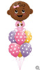 Dark Skin Tone Baby Girl Polka Dots Balloons Bouquet