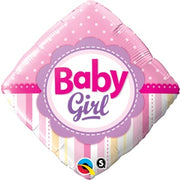 18 inch Baby Girl Dots and Stripes Helium Balloons with Helium
