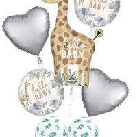 Baby Soft Jungle Giraffe Balloon Bouquet with Helium and Weight