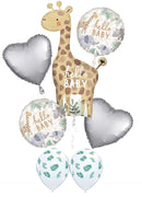 Baby Soft Jungle Giraffe Balloon Bouquet with Helium and Weight
