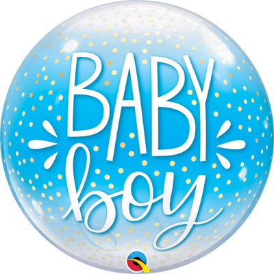 22 inch Blue Baby Boy Dots Bubble Balloons with Helium
