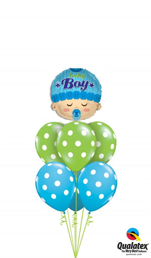 Baby Boy Pacifier Polka Dots Balloon Bouquet