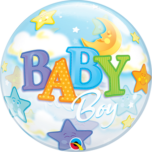 22 inch Baby Boy Star Moon Bubbles Balloons with Helium