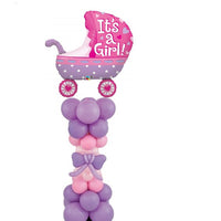 Baby Girl Carriage Balloon Column
