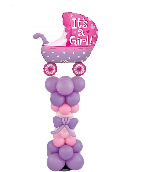 Baby Girl Carriage Balloon Column