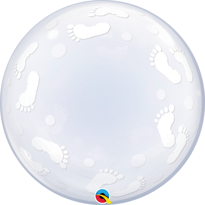 24 inch Deco Baby Footprints Bubble Balloons with Helium