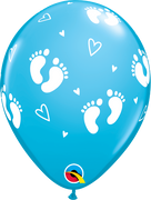 11 inch Baby Footprints Robin Egg Blue Balloons with Helium and Hi Float
