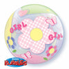 22 inch Baby Girl Butterflies and Flowers Bubble Balloons with Helium