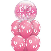 Baby Girl Little Footprints Balloon Bouquet with Helium and Weight