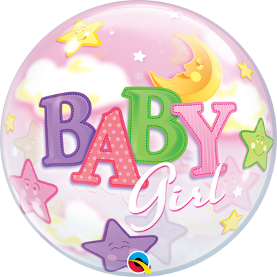 22 inch Baby Girl Stars Moon Bubble Balloons with Helium