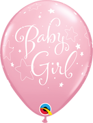 11 inch Baby Girl Stars Pink Balloons with Helium and Hi Float