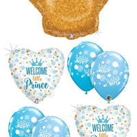 Welcome Baby Little Prince Crown Balloons Bouquet