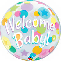 22 inch Welcome Baby Colourful Dots Bubble Balloons with Helium