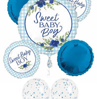 Sweet Baby Boy Blue in Bloom Confetti Balloon Bouquet