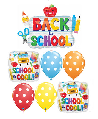 Back To School Icons Balloon Bouquet with Helium Weight