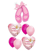 Ballerina Slippers Happy Birthday Balloon Bouquet with Helium Weight