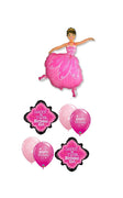 Ballerina Pink Dance Swirl Birthday Girl Balloon Bouquet Helium Weight