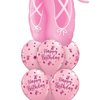 Ballerina Slipper Happy Birthday Balloon Bouquet with Helium and Weight