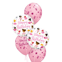Ballerina Around Happy Birthday Balloon Bouquet with Helium and Weight
