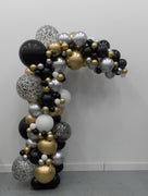 Garland Black Chrome Silver Gold Confetti Balloon Arch