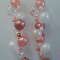 Balloon Lines Chrome Rose Gold Confetti Pearl White Bouquet of 10 Set