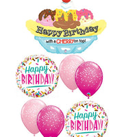 Ice Cream Banana Split Birthday Balloon Bouquet with Helium Weight